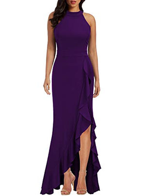 ARAMOVA Women's High Neck Split Bodycon Mermaid Evening Cocktail Long Dress