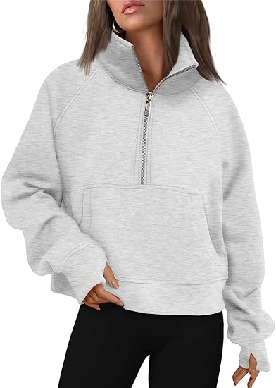 ARAMOVA Womens Sweatshirts Half Zip Cropped Pullover Fleece Quarter Zipper Hoodies 2024 Fall Fashion Outfits Clothes