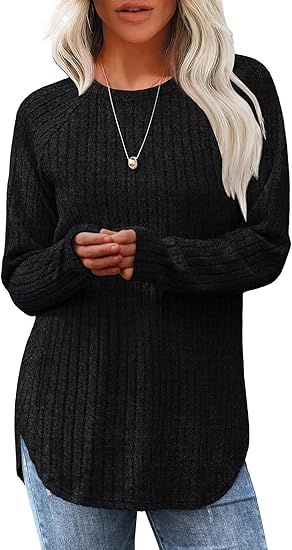 ARAMOVA Long Sleeve Shirts for Women Tunic Tops for Women Loose Fit Dressy Crew Neck Pullover Basic Sweaters for Women 2024