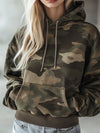 Vintage Casual Pocket Hooded Camouflage Sweatshirt